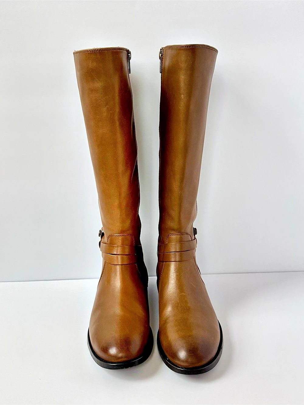 Frye Melissa Belted Tall Leather Riding Boots Dark Taupe 8.5 New in Box